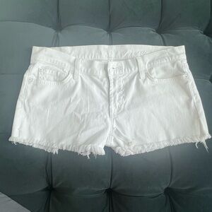 7 for all mankind White Jean Shorts with Distressed Frayed Hem